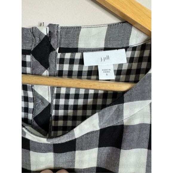 J. Jill Buffalo Check Plaid Dress Roll Tab Sleeves Sz S - Picture 3 of 6